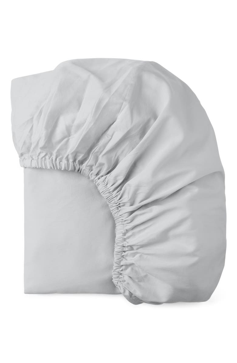 Coyuchi Cloud Soft Organic Cotton Sateen Fitted Sheet, Main, color, Seal