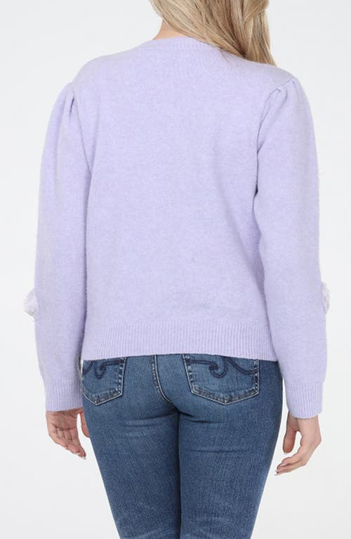 Rain And Rose Floral Appliqué Sweater In Purple