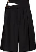 Chloé Buckle Keyhole High Waist Wool Shorts