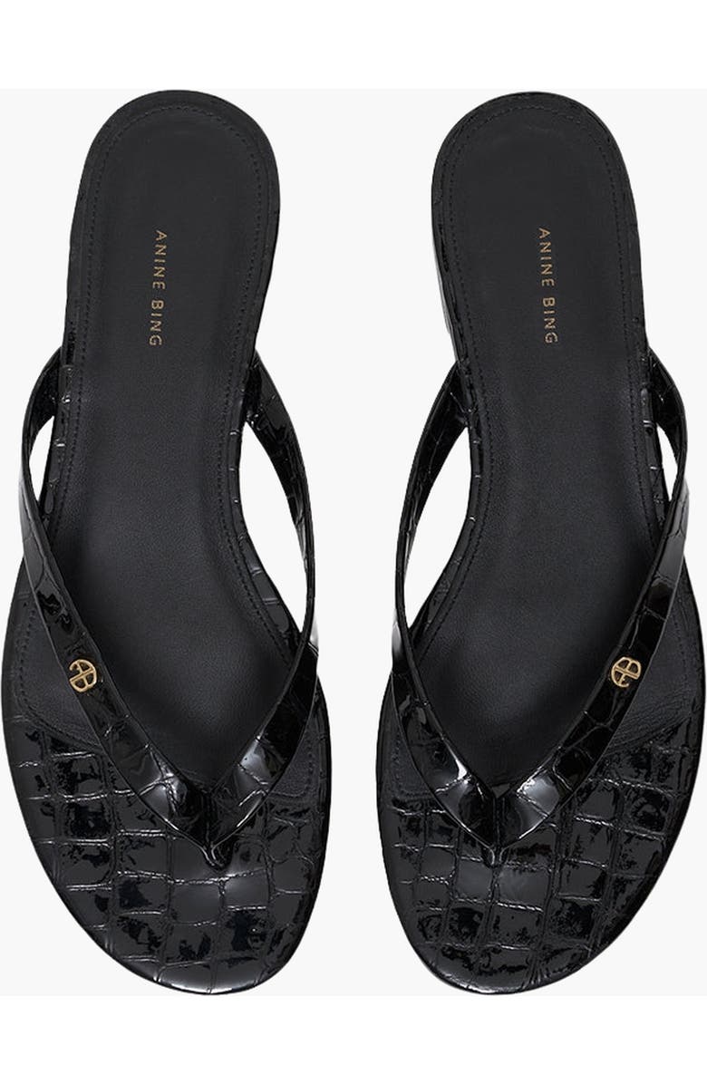 ANINE BING Noelle Thong Sandals, Alternate, color, Embossed Black