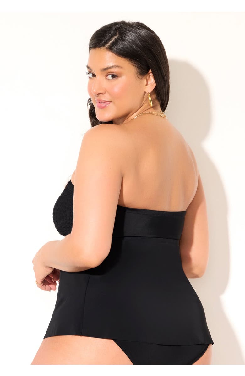 Swimsuits for All Smocked Bandeau Tankini Top, Alternate, color, Black