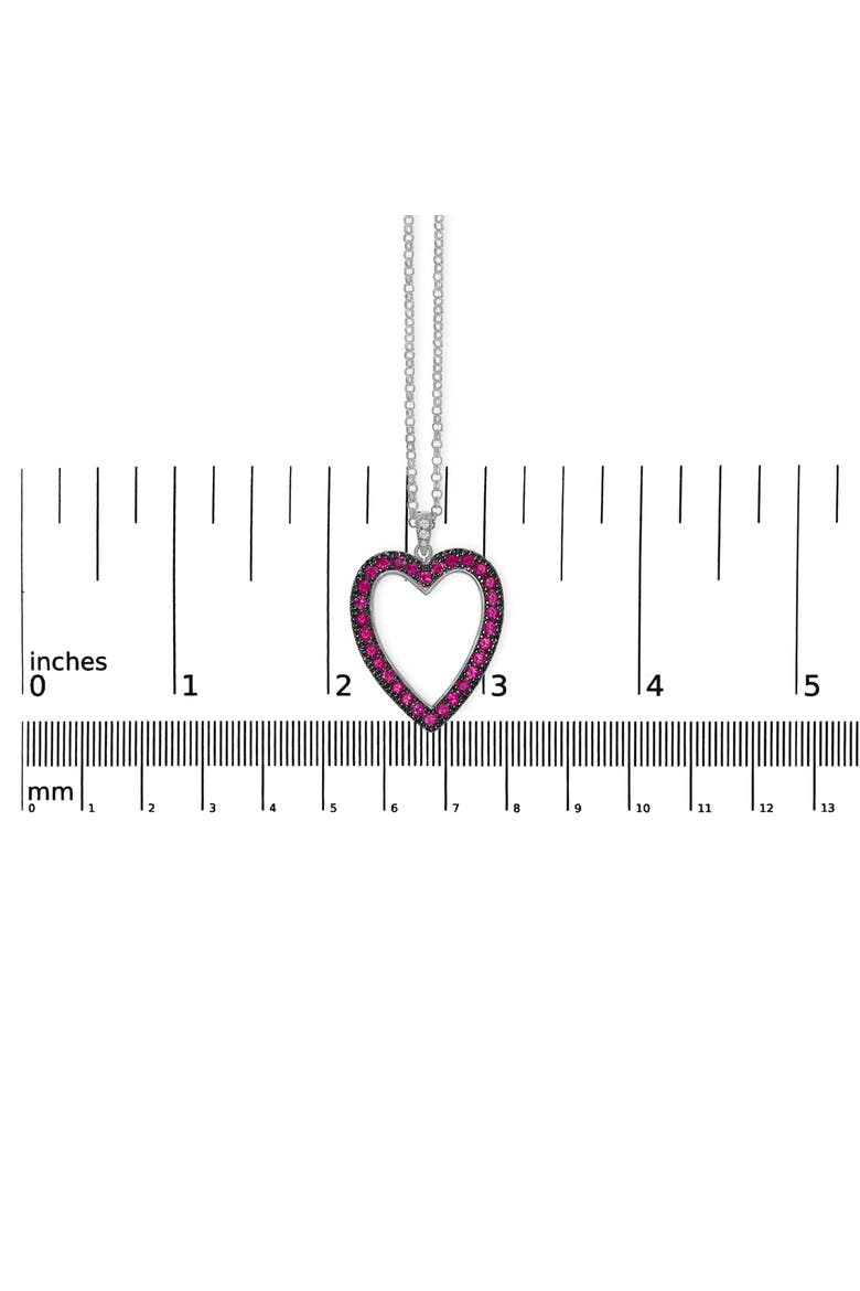 18K 1/3 Cttw Diamond & Ruby Open Heart Pendant Necklace, Alternate, color, White