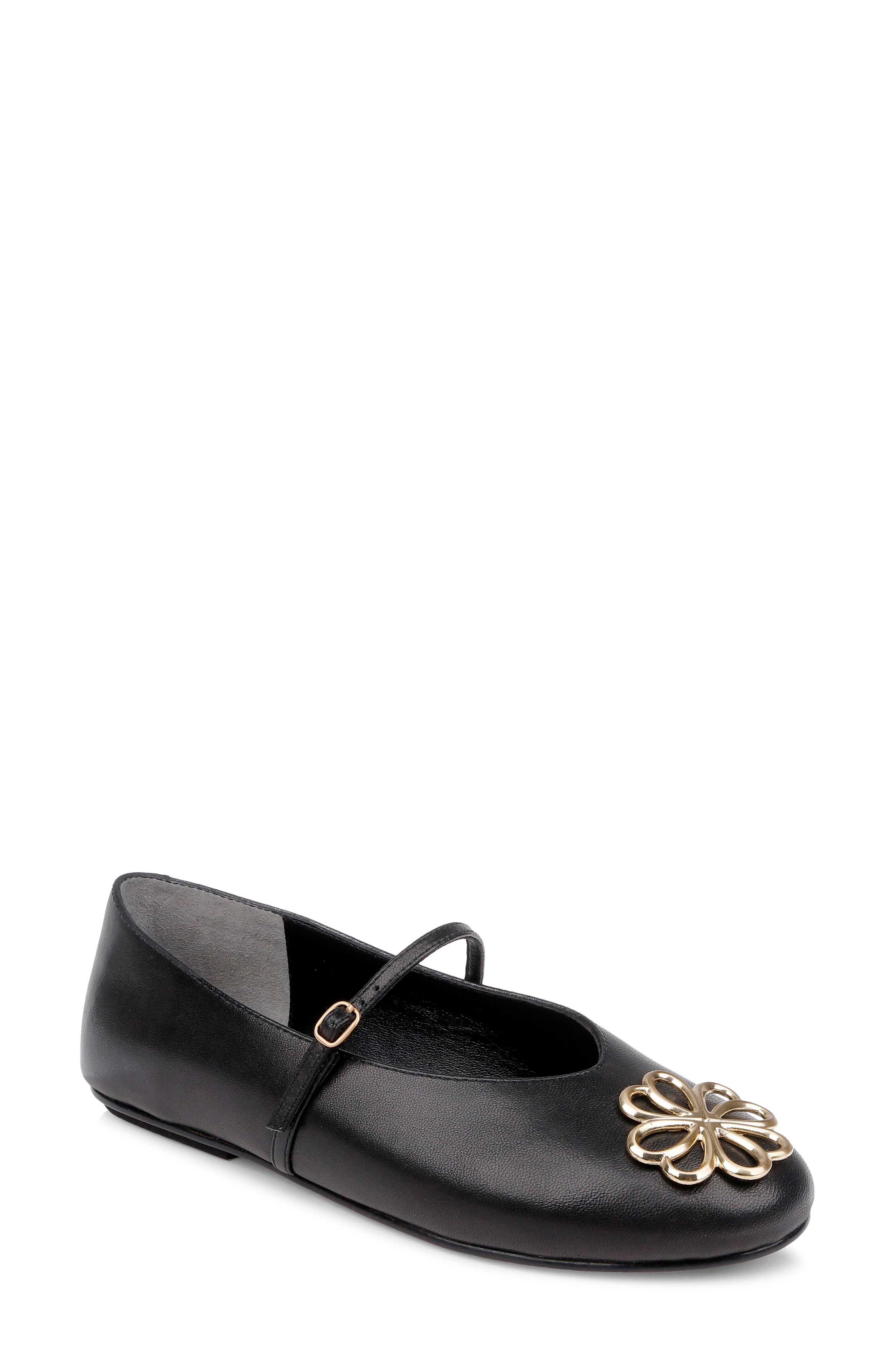 CLERAE Maril Mary Jane Flat, Main, color, Black Leather