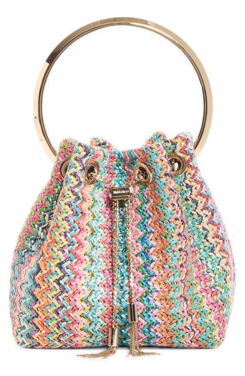 Bon Bon Woven Straw Bucket Bag