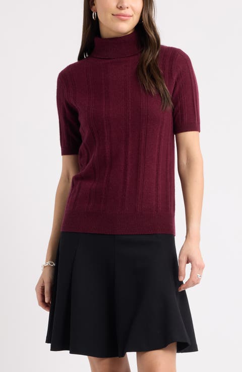 Wool & Cashmere Short Sleeve Turtleneck Sweater