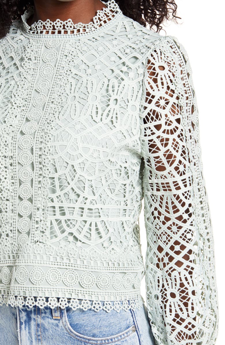 Amy Lynn Crochet Lace Balloon Sleeve Blouse, Alternate, color,