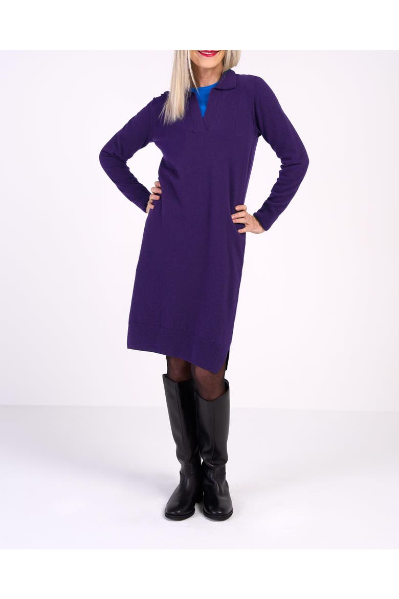 Trophy Neck Wool Shirt Dress, Alternate, color, Deep Nightshade