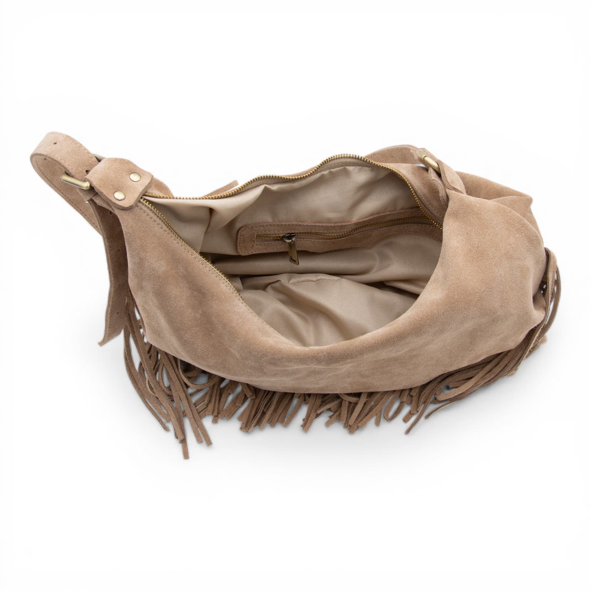 Bolsa Nova Dallas Suede Fringe Hobo, Alternate, color, Black