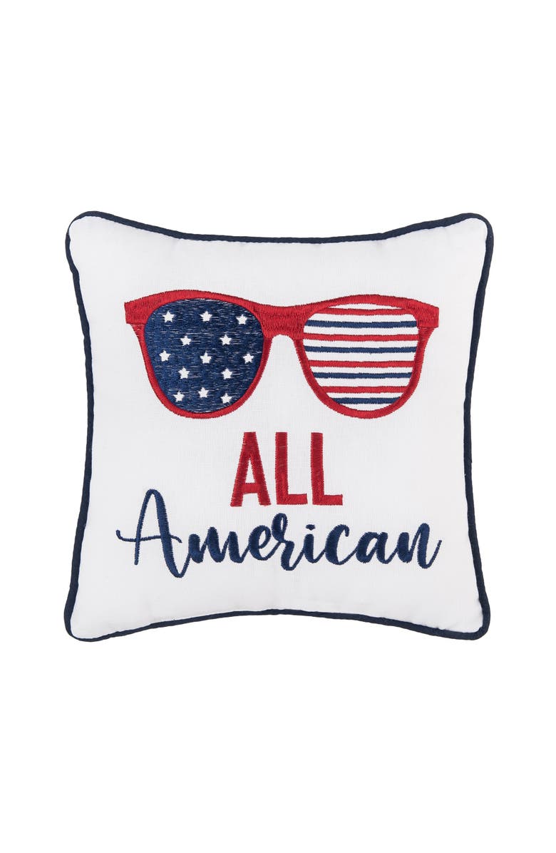 C&F Home "All American" Sunglasses Mini Accent Pillow, 10" x 10", Main, color, White