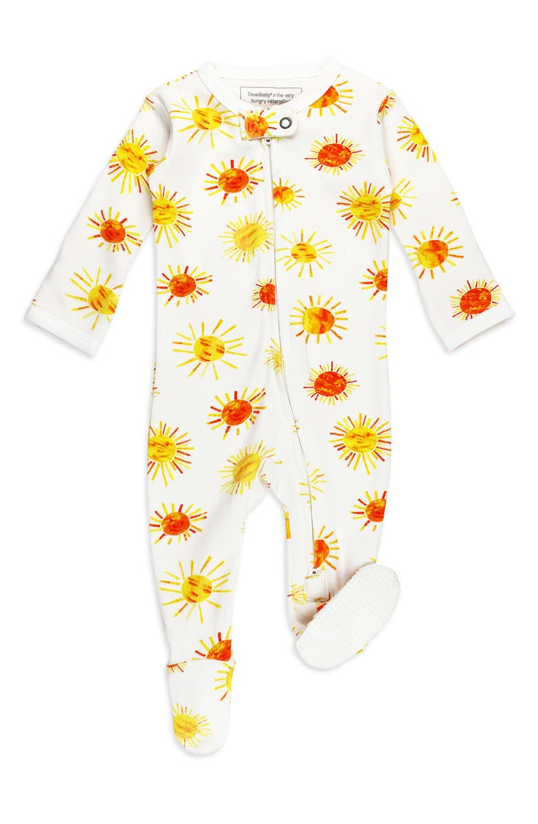 L'ovedbaby x 'The Very Hungry Caterpillar<sup>™</sup>' Fitted One-Piece Organic Cotton Footie Pajamas, Main, color, 