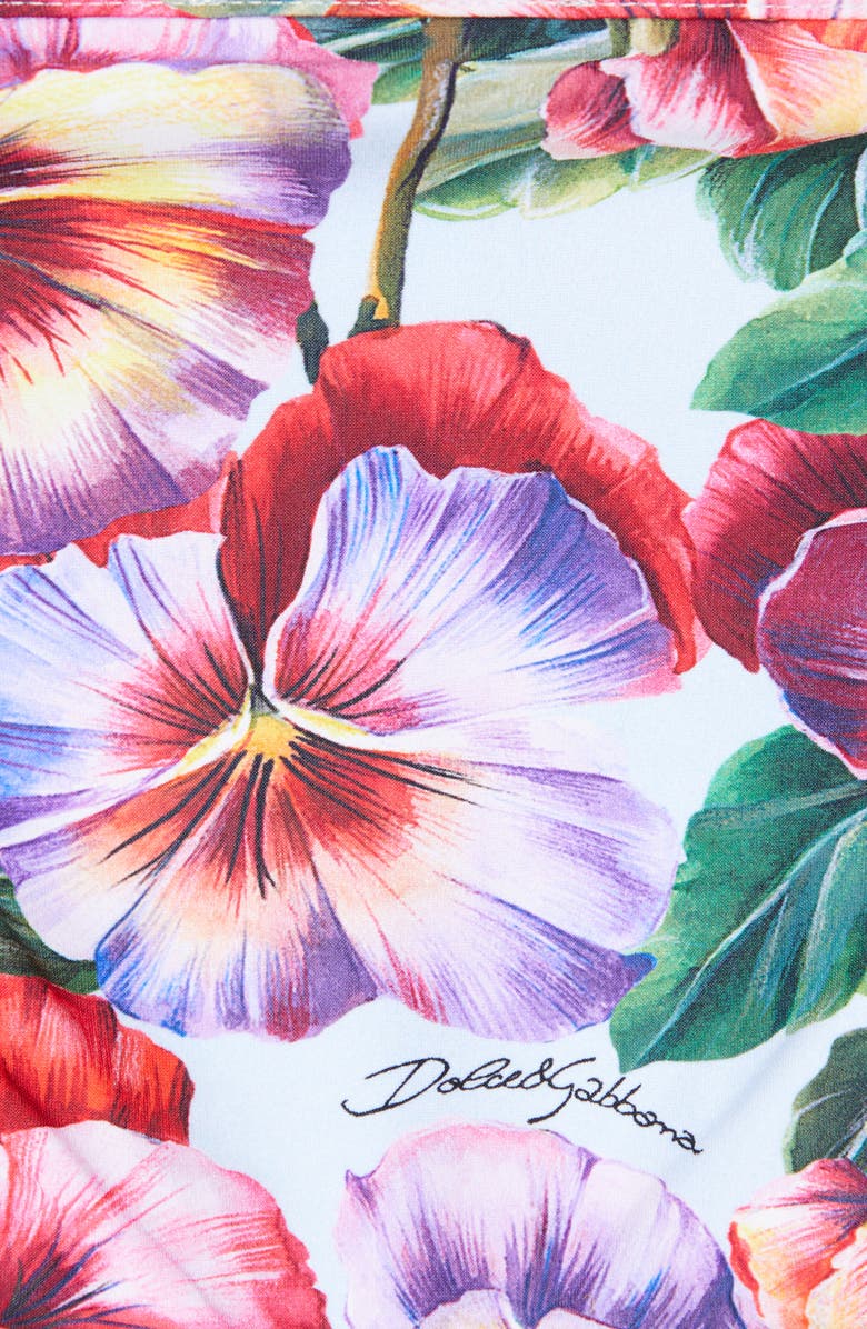 Dolce&Gabbana Pansy Print Side Tie Bikini Bottoms, Alternate, color,