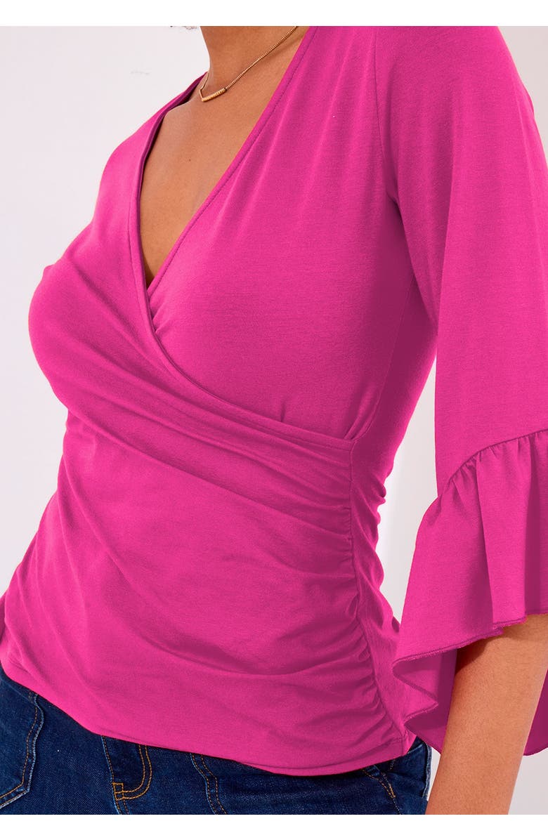 Joe Browns Stretch Knit Bell Sleeve Top, Alternate, color, Hot Pink