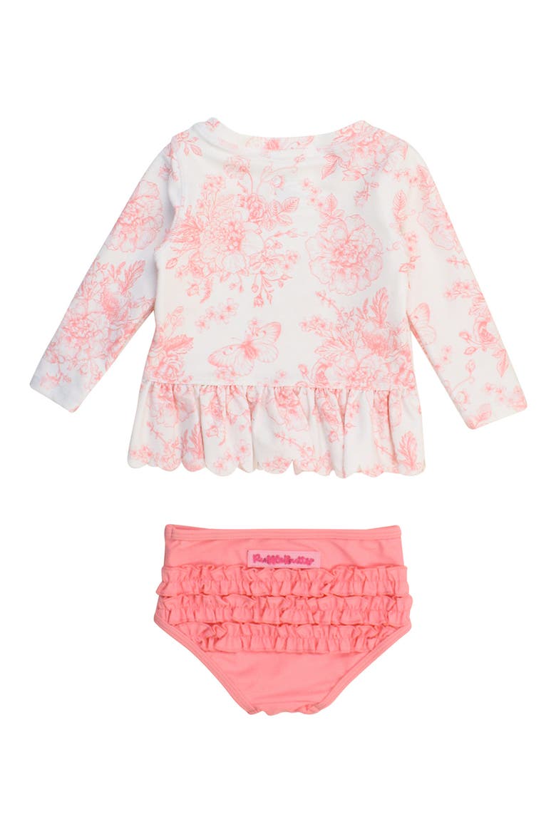 Bubblegum Butterfly Garden Long Sleeve Two-Piece Rashguard Swimsuit, Alternate, color, PINK