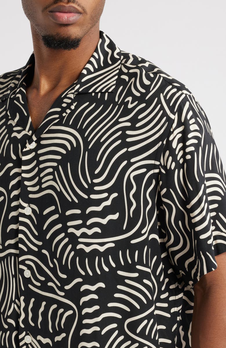 OAS Lorenzo Abstract Botanic Print Viscose Camp Shirt, Alternate, color, 