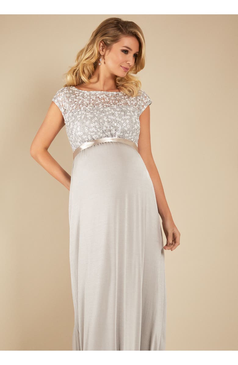 Tiffany Rose Maternity Mia Maternity Gown, Alternate, color, Silver