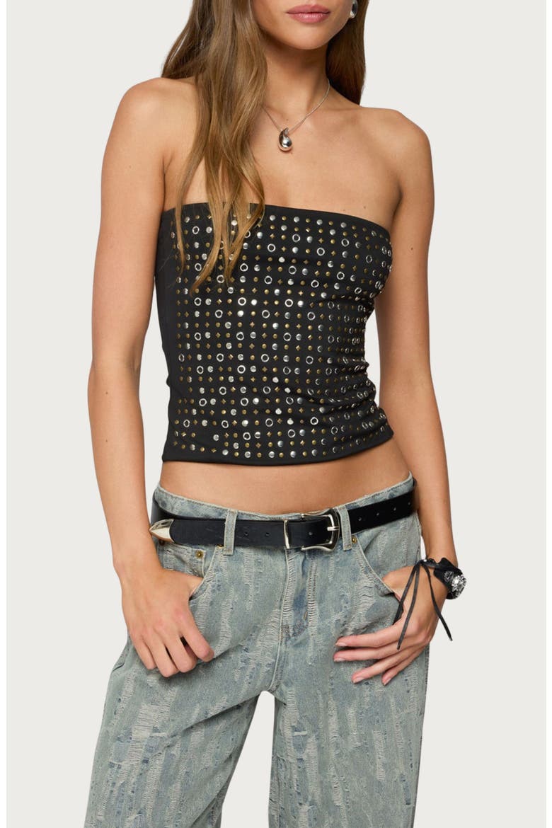 Blanco Studded Tube Top, Main, color, BLACK