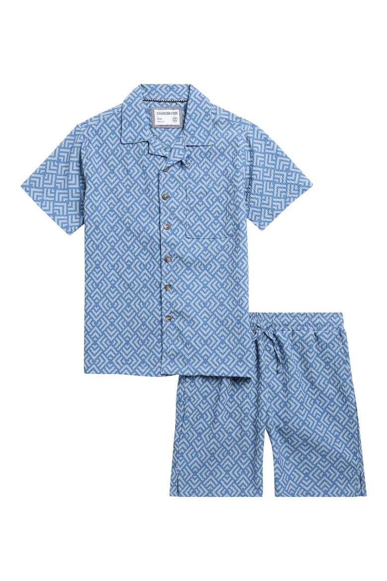Kids' Lantern Plus Trail Camp Shirt & Shorts Set, Main, color, CORONET BLUE/ TILE