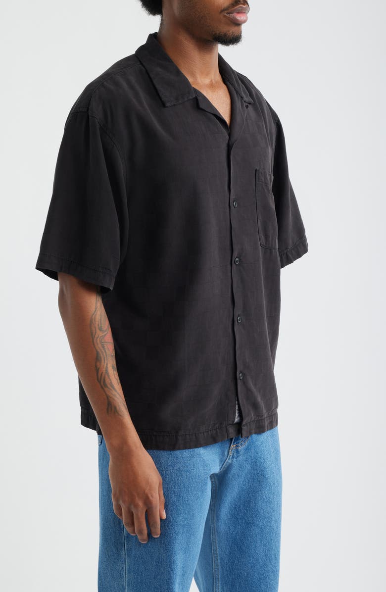 Vans Van Doren Check Button-Up Camp Shirt, Alternate, color, Black