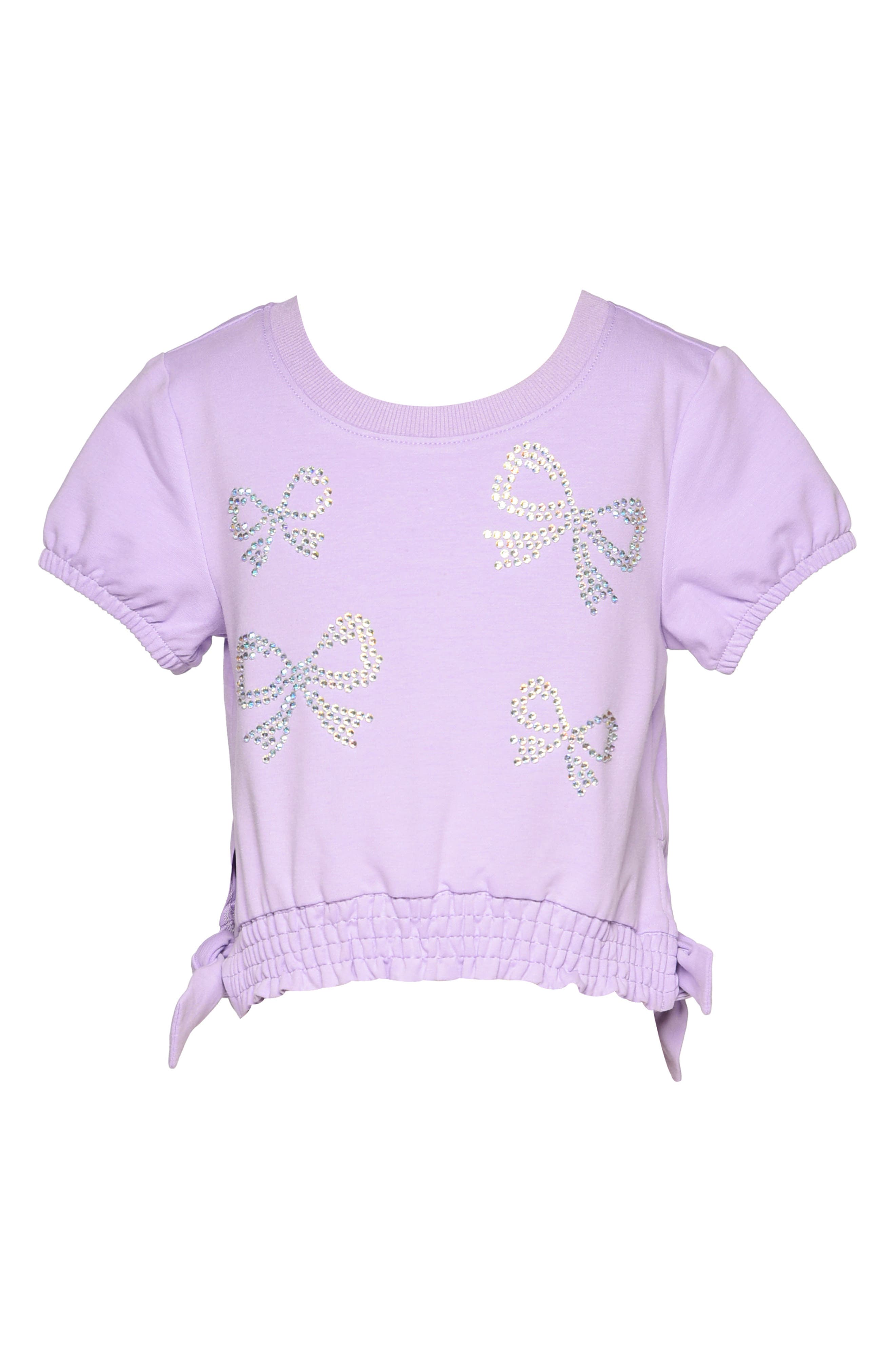 Baby Sara Kids' Rhinestone Bow Smocked T-Shirt