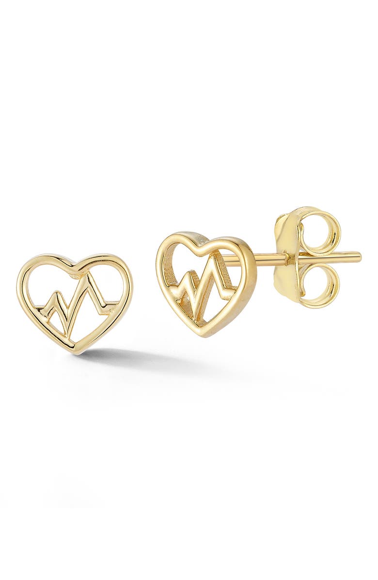 Ember Fine Jewelry 14K Gold Heartbeat Stud Earrings, Main, color, 14K Gold