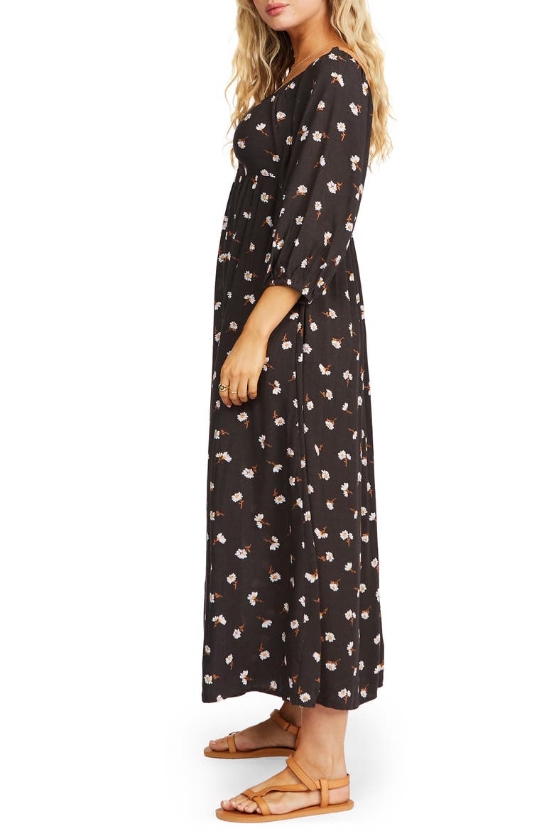 Swept Away Ruched Midi Dress, Alternate, color, OFF BLACK