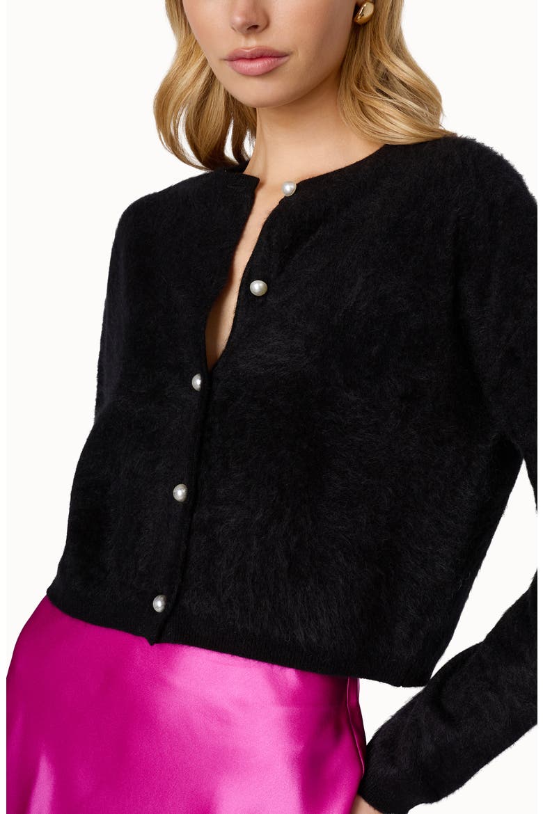 Benning Brushed Cashmere Cardigan, Alternate, color, BLACK