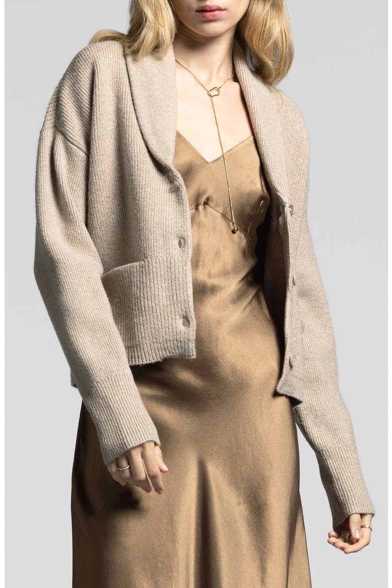 Candice Shawl Collar Cardigan, Main, color, GRAVEL