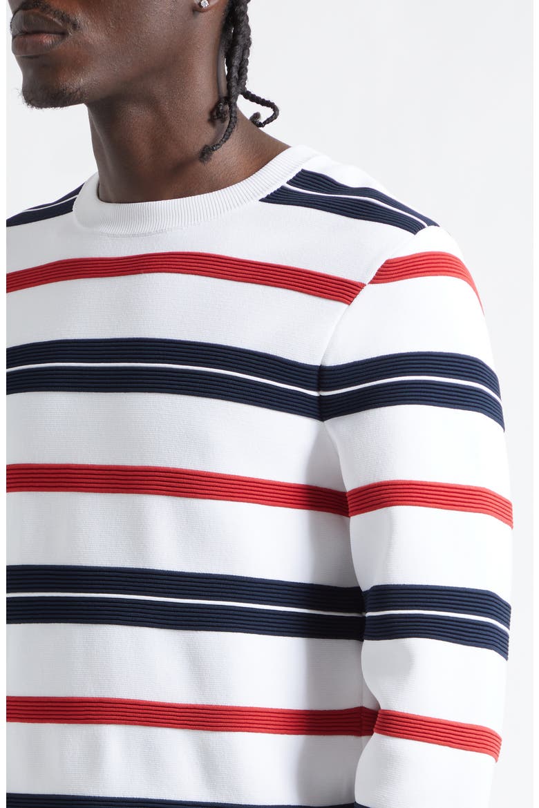 Variegated Rep Stripe Ottoman Stitch Sweatshirt, Alternate, color, WHITE