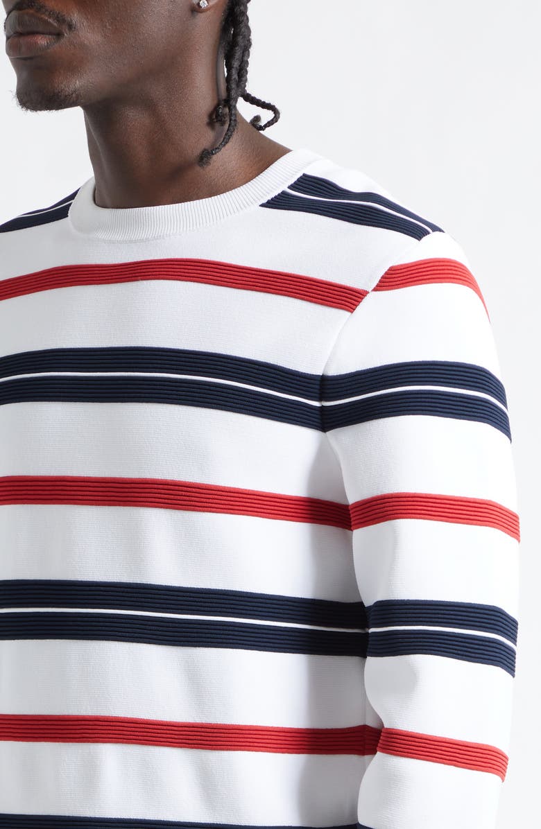 Thom Browne Variegated Rep Stripe Ottoman Stitch Sweatshirt, Alternate, color, White