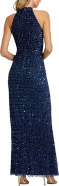 Mac Duggal Embellished Halter Neck Keyhole Gown