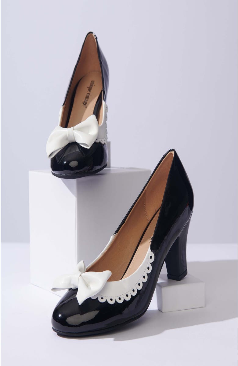 Unique Vintage Bow Patent Pumps, Alternate, color,