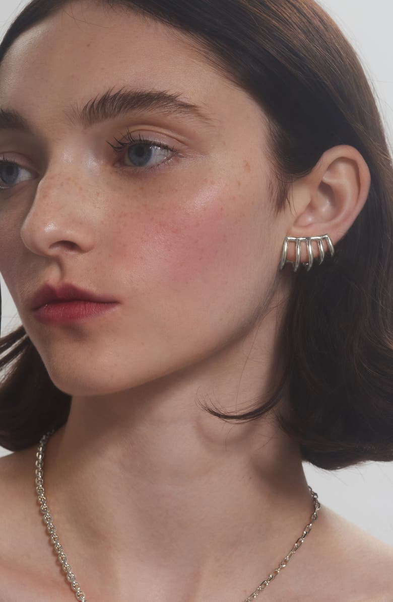 Lady Grey Cage Clip-On Earrings, Alternate, color,