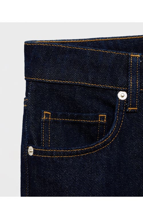 Mango Cuffed Low Rise Straight Leg Jeans In Open Blue