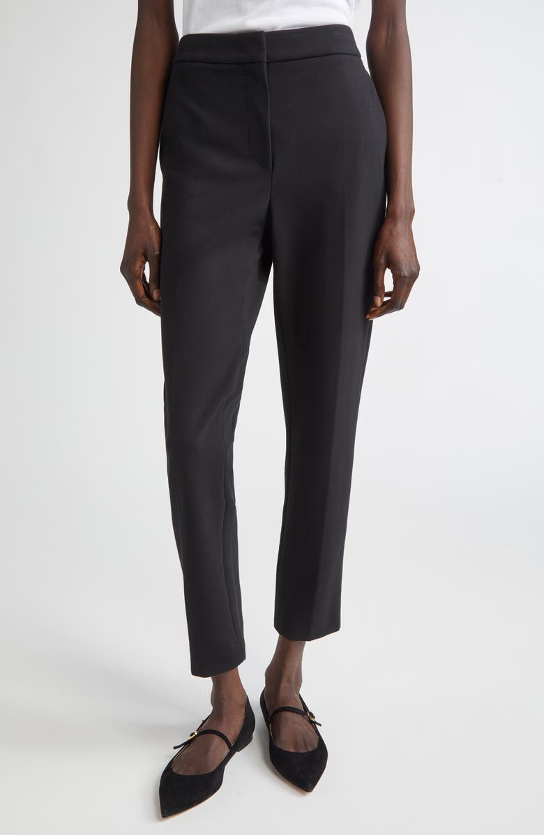 Max Mara Pegno Slim Fit Jersey Ankle Pants, Main, color, Black