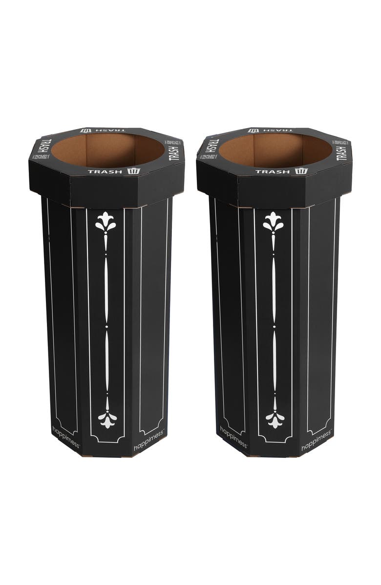 HAPPIMESS Fleur 25-Gallon Classic Disposable Corrugated Cardboard Event Trash Can and Recycling Bin, Main, color, Bridal Black