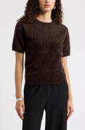 Nordstrom Brushed Leopard Print Short Sleeve Cashmere Sweater