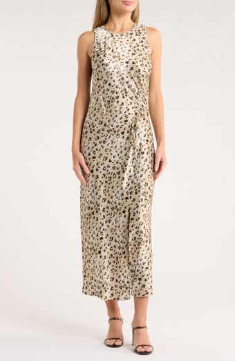 Rails Gabriella Sleeveless Ruched Satin Midi Dress