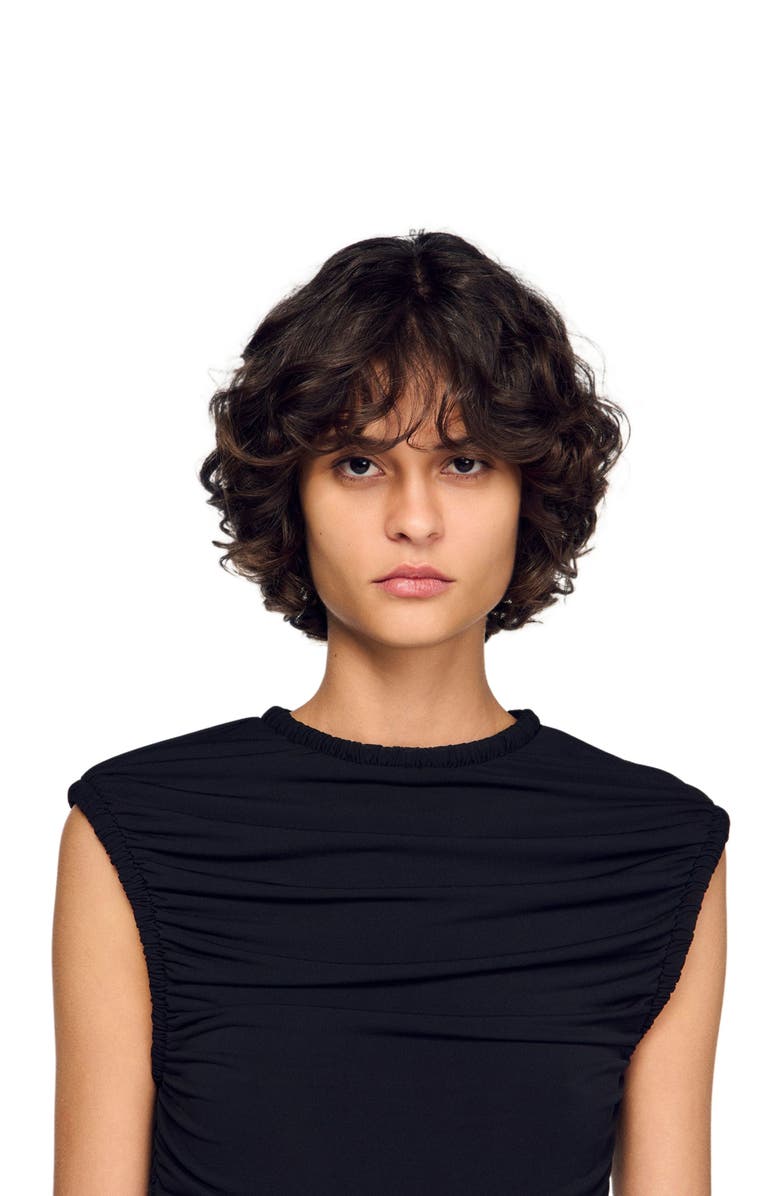 SANDRO Draped maxi dress, Alternate, color, Black