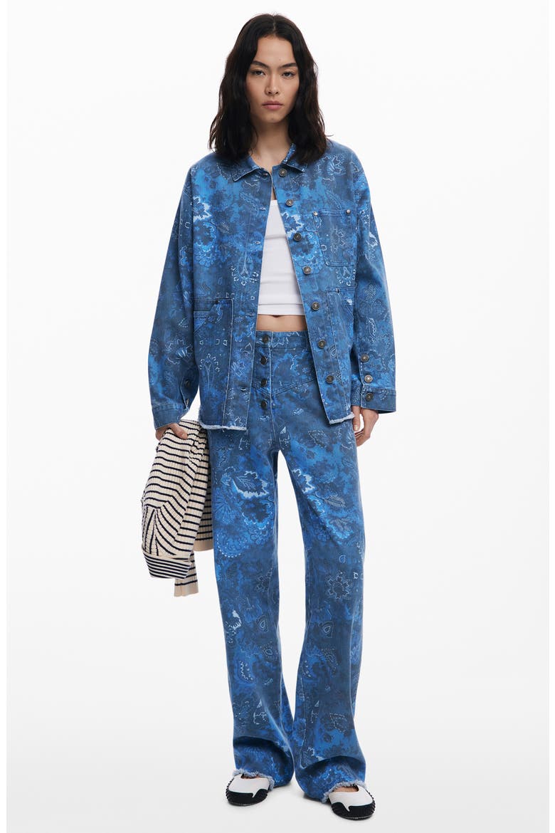 Floral Print Denim Jacket, Alternate, color, LIGHT BLUE