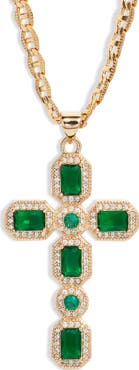 VIDAKUSH Ornate Cubic Zirconia Cross Pendant Necklace