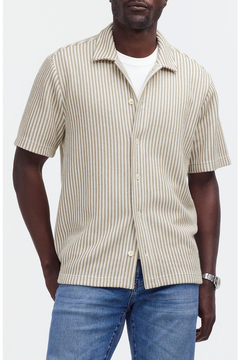 Textured Knit Camp Shirt, Main, color, EARTHEN GREEN