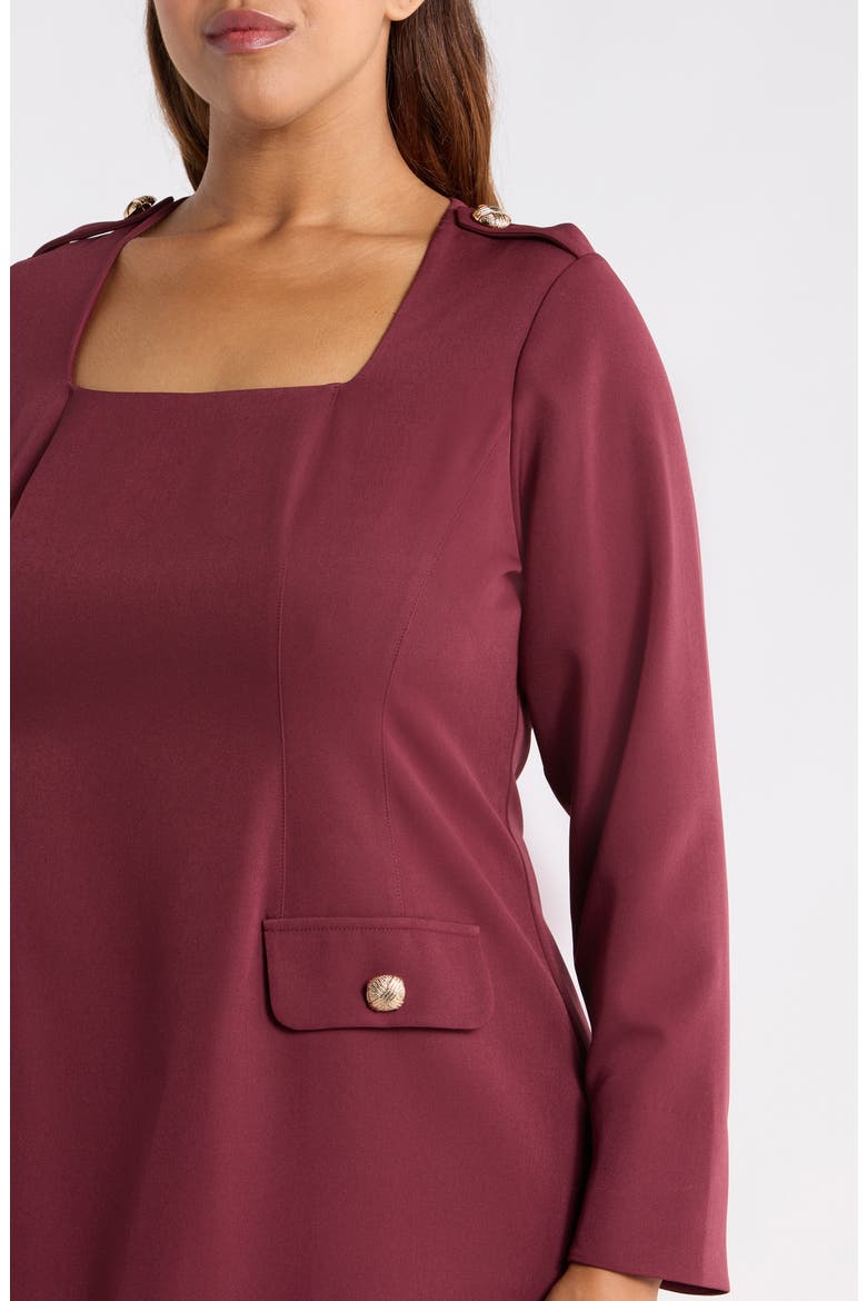 Long Sleeve Crepe Sheath Dress, Alternate, color, CRANBERRY