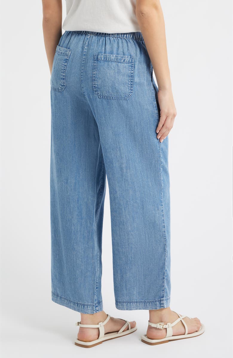 beachlunchlounge Asthin Chambray Drawstring Pants, Alternate, color, Medium Wash