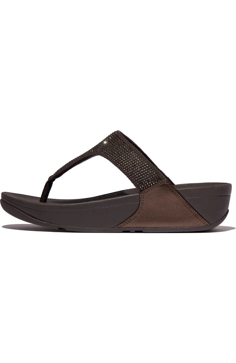 FitFlop Lulu Crystal embellished toe-post sandals, Alternate, color, Metallic Chocolate Brown