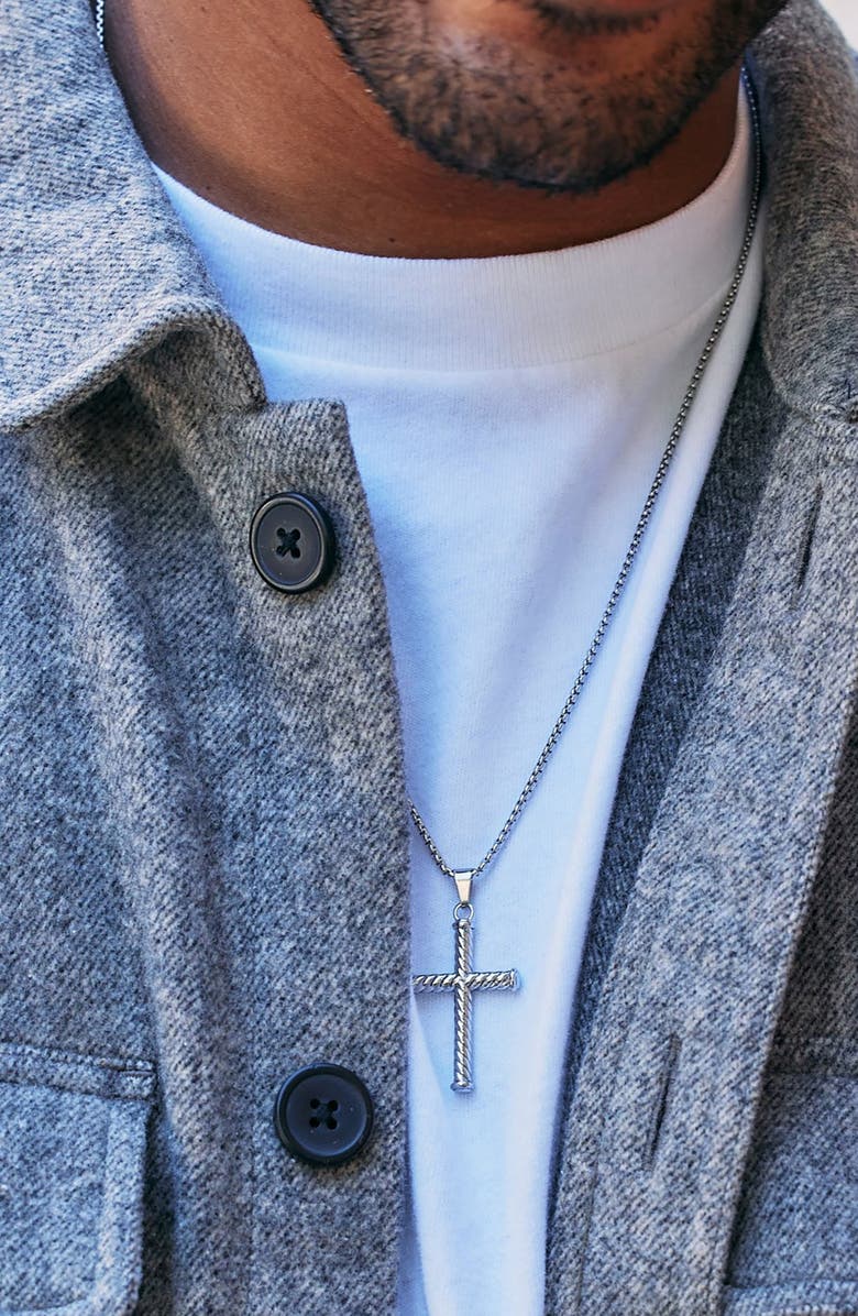 Brook and York Men's Twisted Cross Pendant Necklace, Alternate, color, 