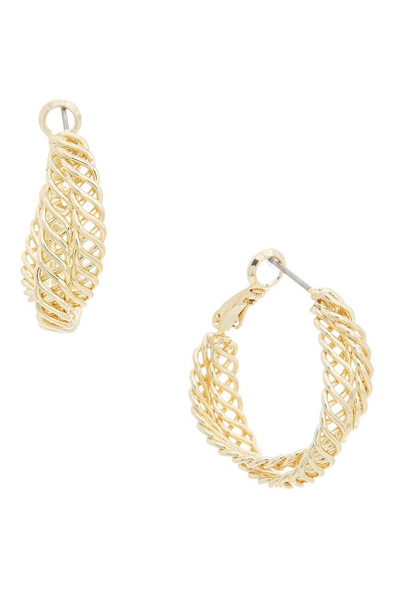 Woven Hoop Earrings, Main, color, YELLOW
