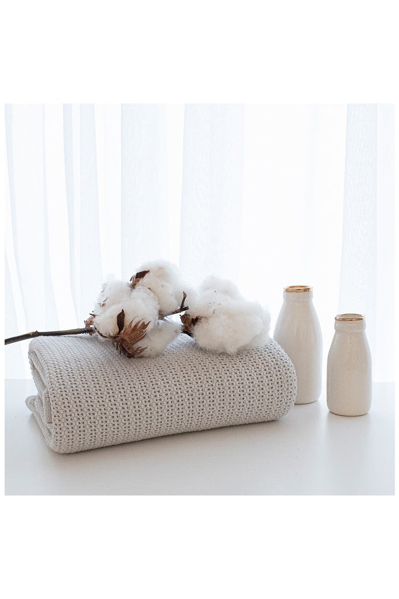 Organic Cotton Thermal Knit Baby Blanket, Alternate, color, GREY