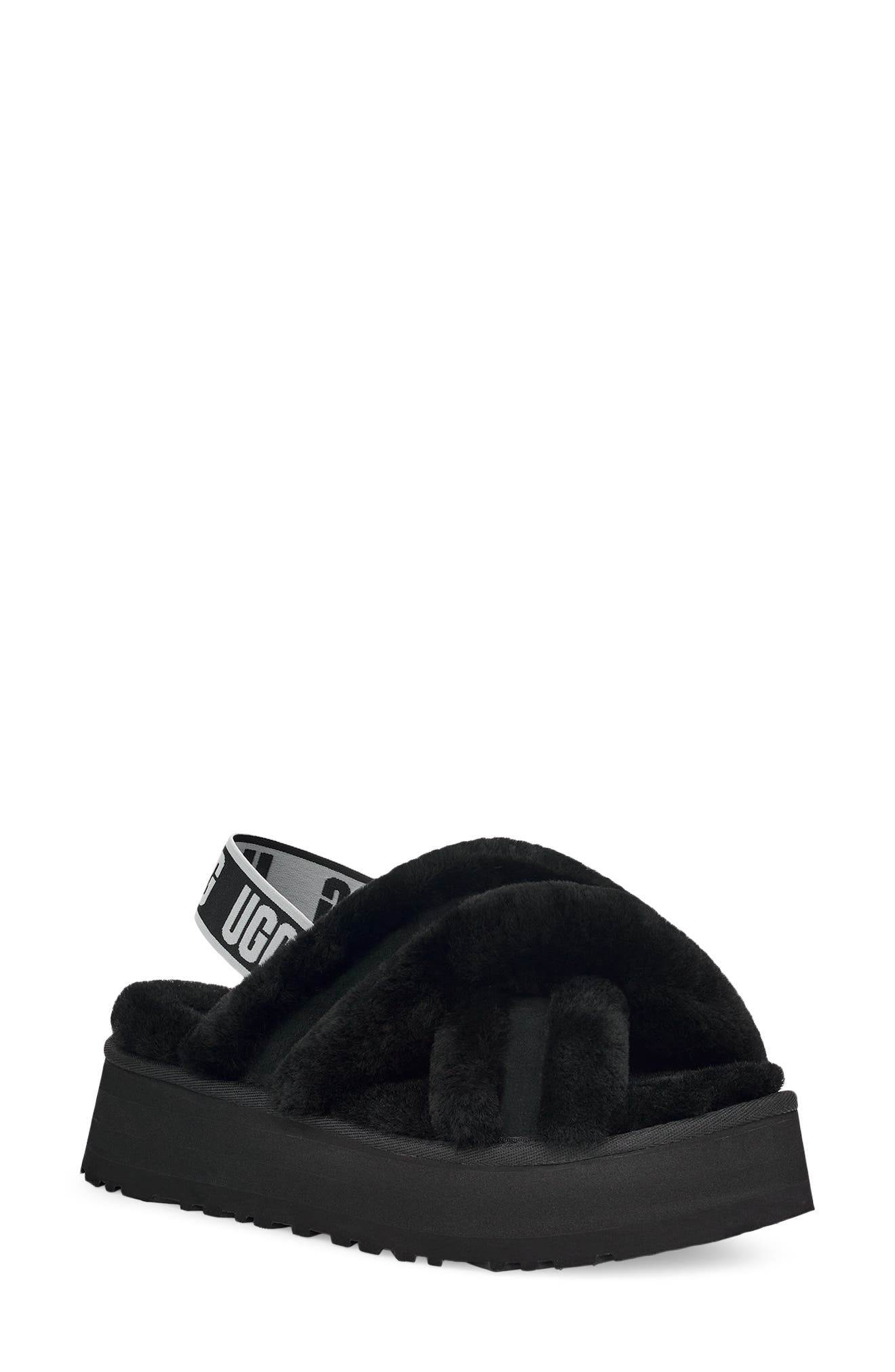 UGG<sup>®</sup> Disco Cross Genuine Shearling Slide, Main, color, 