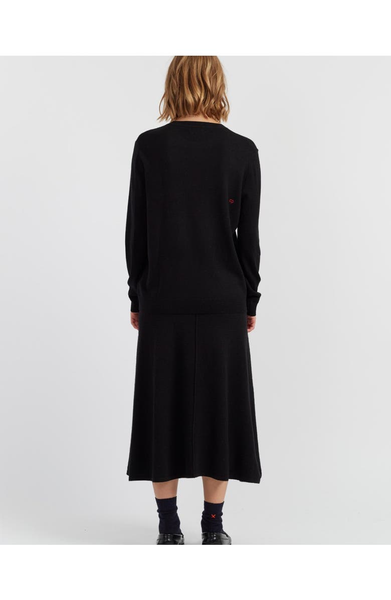 Chinti & Parker Wool-Cashmere Bow Tie Snoopy Sweater, Alternate, color, Black