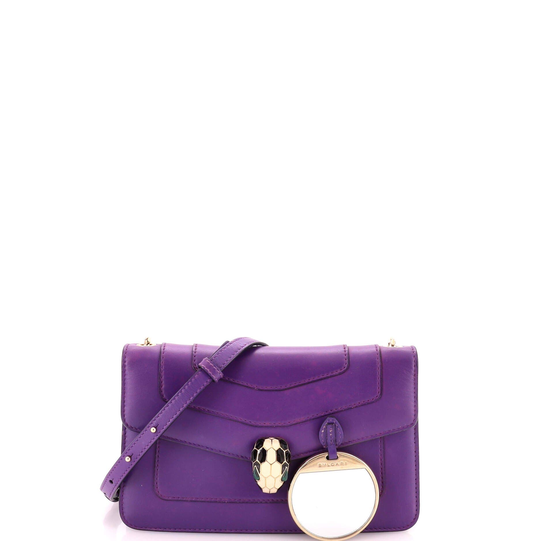 Serpenti Crossbody Bag Leather Small, Alternate, color, Purple